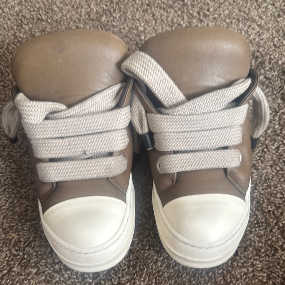 Rick Owens Brown and White Chunky Sneakers